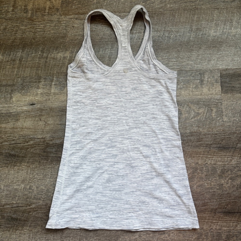 Lululemon Cool Racerback Tank Top Size 4 Slim Grey White Space Dye Luon Yoga
